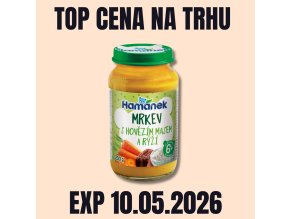 HAMÁNEK MV Mrkev s hovězím masem a rýží sklo 230 g EXP 10.05.2026