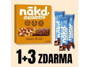 NAKD Peanut Delight 4x35 g + 3x tyčinka 35 g ZDARMA