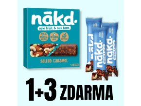 NAKD Salted caramel 4x35 g + 3x tyčinka 35 g ZDARMA