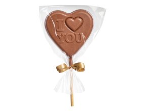 JANEK Mléčné lízátko srdce bean to bar s nápisem 42 % 24 g 1