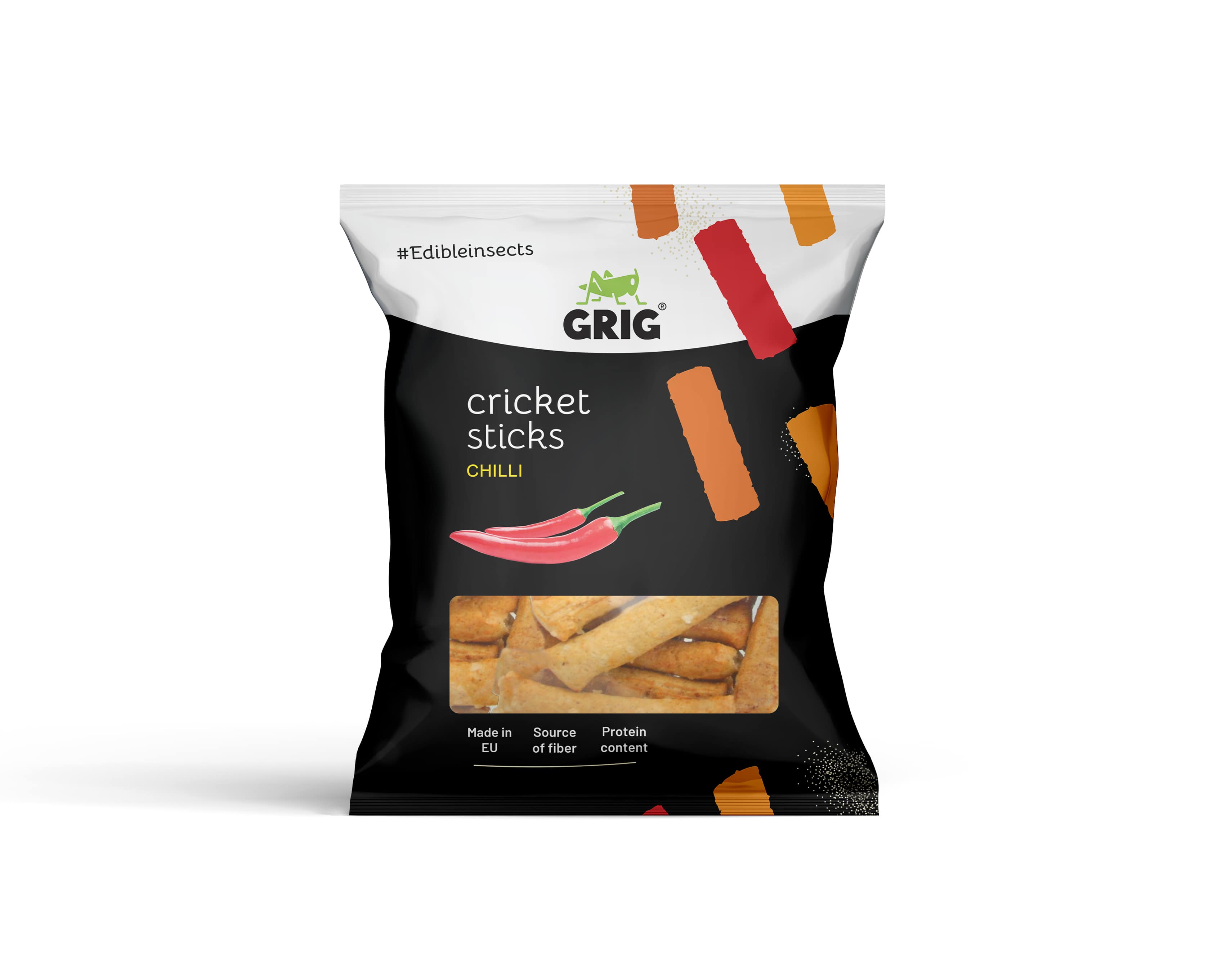 Levně Grešík GRIG Proteinové cvrččí tyčinky - Chilli 100g