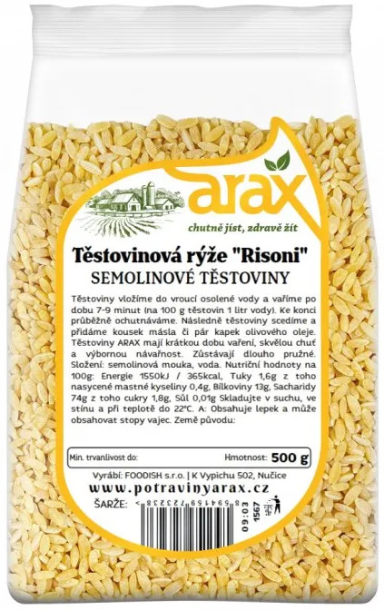 ARAX Těstoviny semolinové rýže "Risoni" 500 g