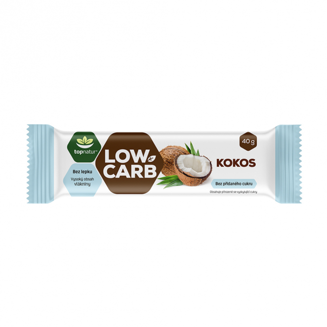 Levně TOPNATUR s.r.o. TOPNATUR LOW CARB tyčinka kokos naturál 40 g