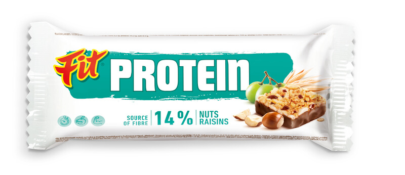 Levně Fit protein tyčinka oříšek rozinky v kakaové polevě 35 g