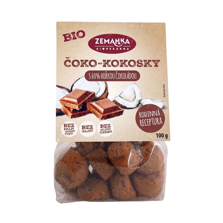 Levně Biopekárna Zemanka s.r.o. Zemanka Bio čoko-kokosky s 60% hořkou čokoládou 100 g