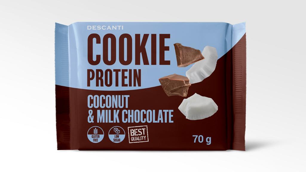 Levně DESCANTI s.r.o Descanti Cookie Protein Coconut & Milk Chocolate 70 g