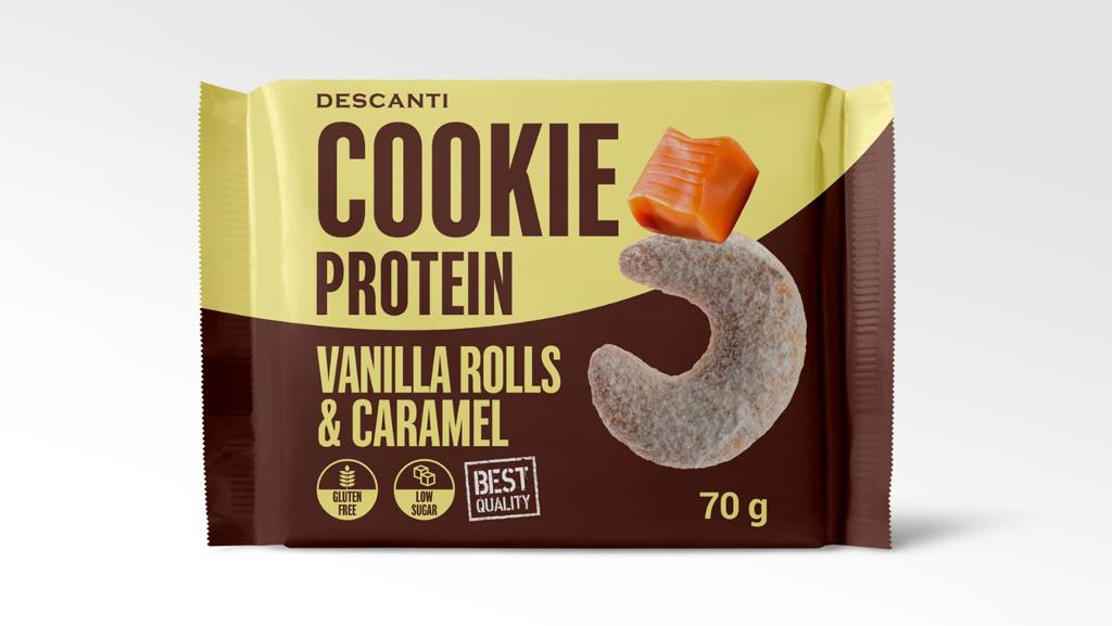 Levně DESCANTI s.r.o Descanti Cookie Protein Vanilla Rolls & Caramel 70 g