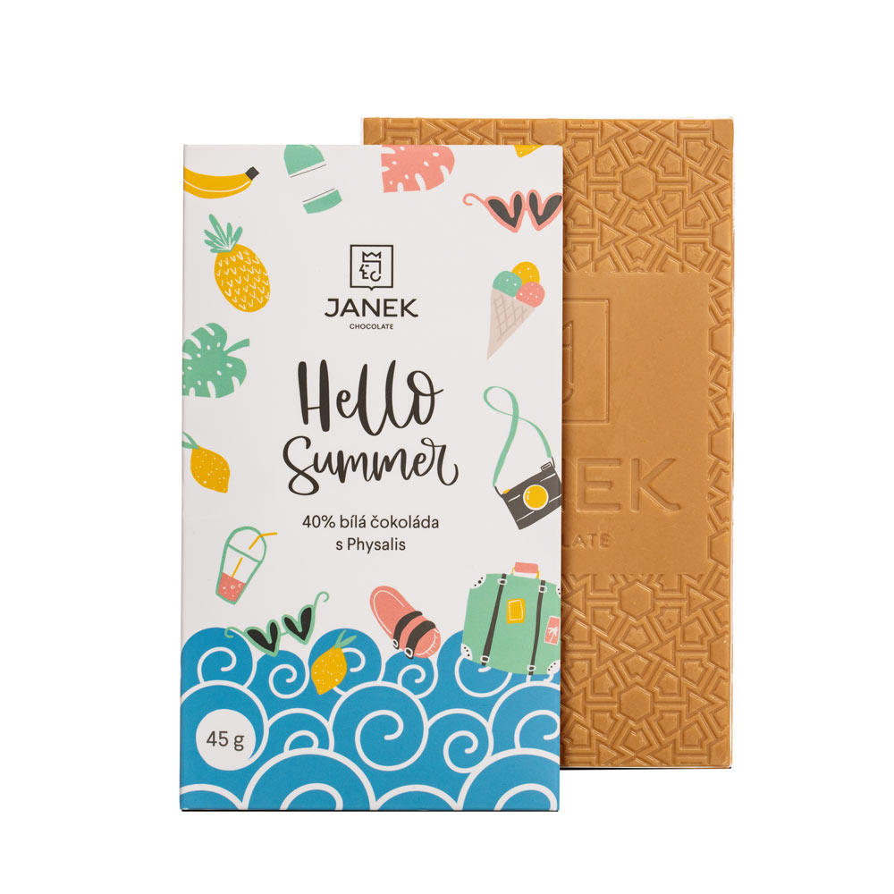 Levně Janek Čokoláda Bean to bar - Hello summer 40% bílá čokoláda s Physalis 45 g