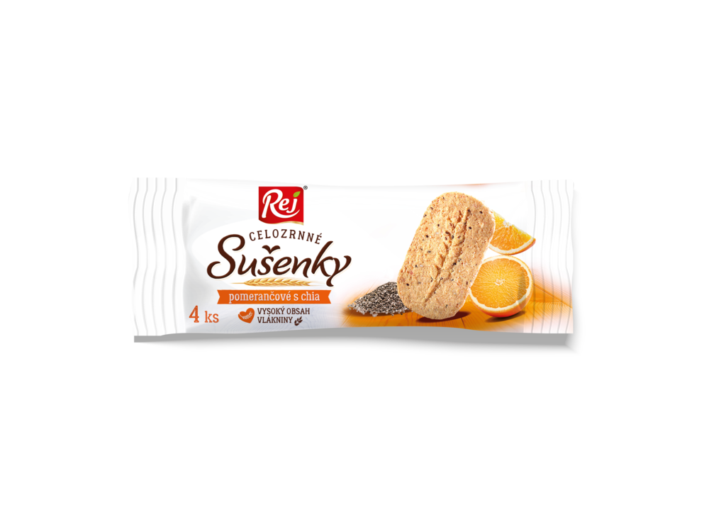 Levně REJ Sušenky celozrnné pomerančové s chia 34g