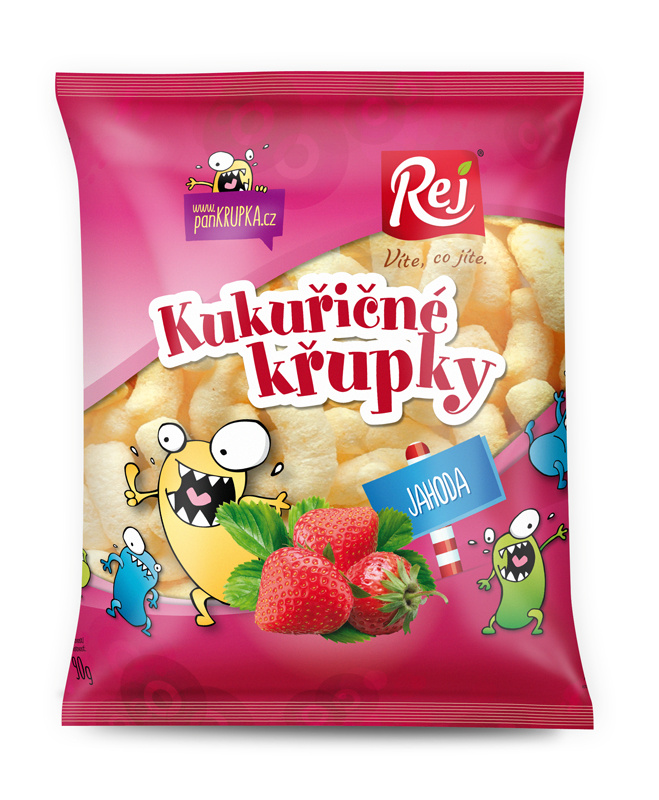 Levně REJ Křupky kukuřičné jahodové 90 g