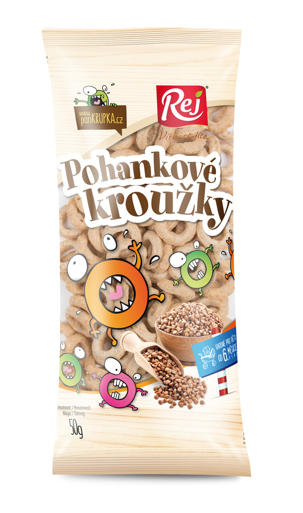 Levně REJ Pohankové kroužky bez soli 50g