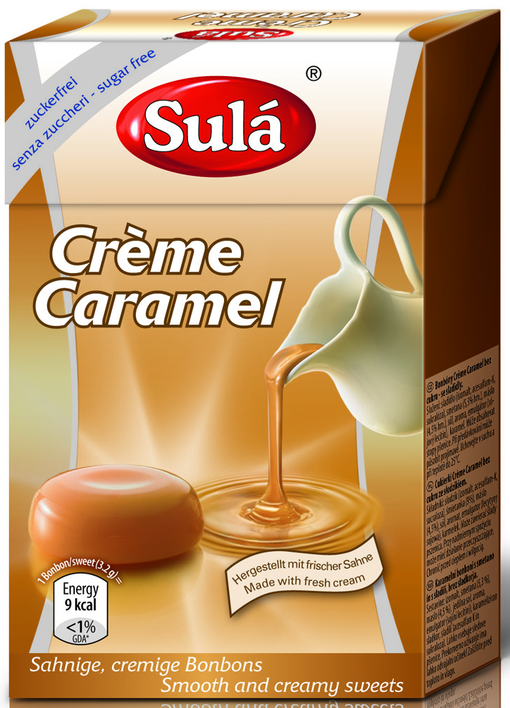 Levně Glomex, s.r.o. SULÁ - Bonbóny bez cukru - Creme Caramel 44 g