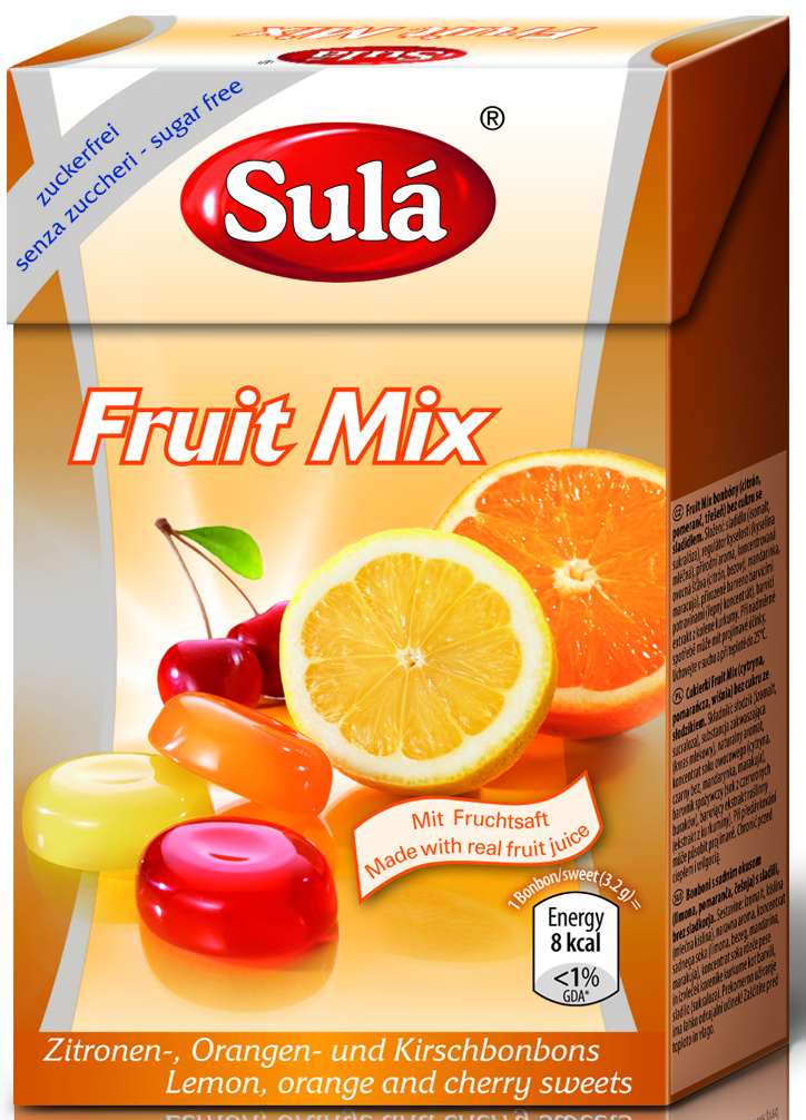 Levně Glomex, s.r.o. SULÁ - Bonbóny bez cukru - Fruit Mix 44 g
