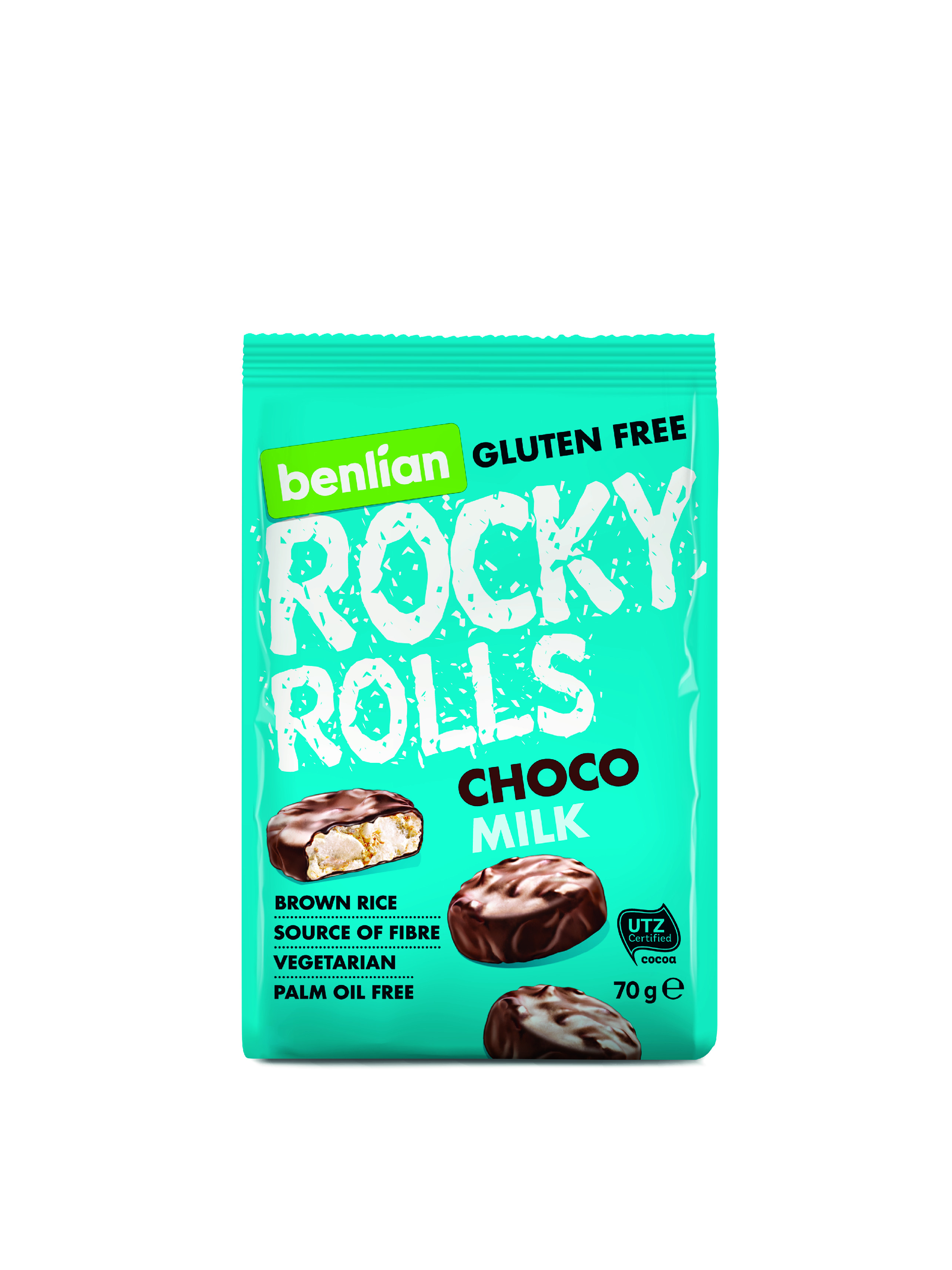 Levně Benlian Rocky Rolls rýžové minichlebíčky s mléčnou čokoládou 70 g