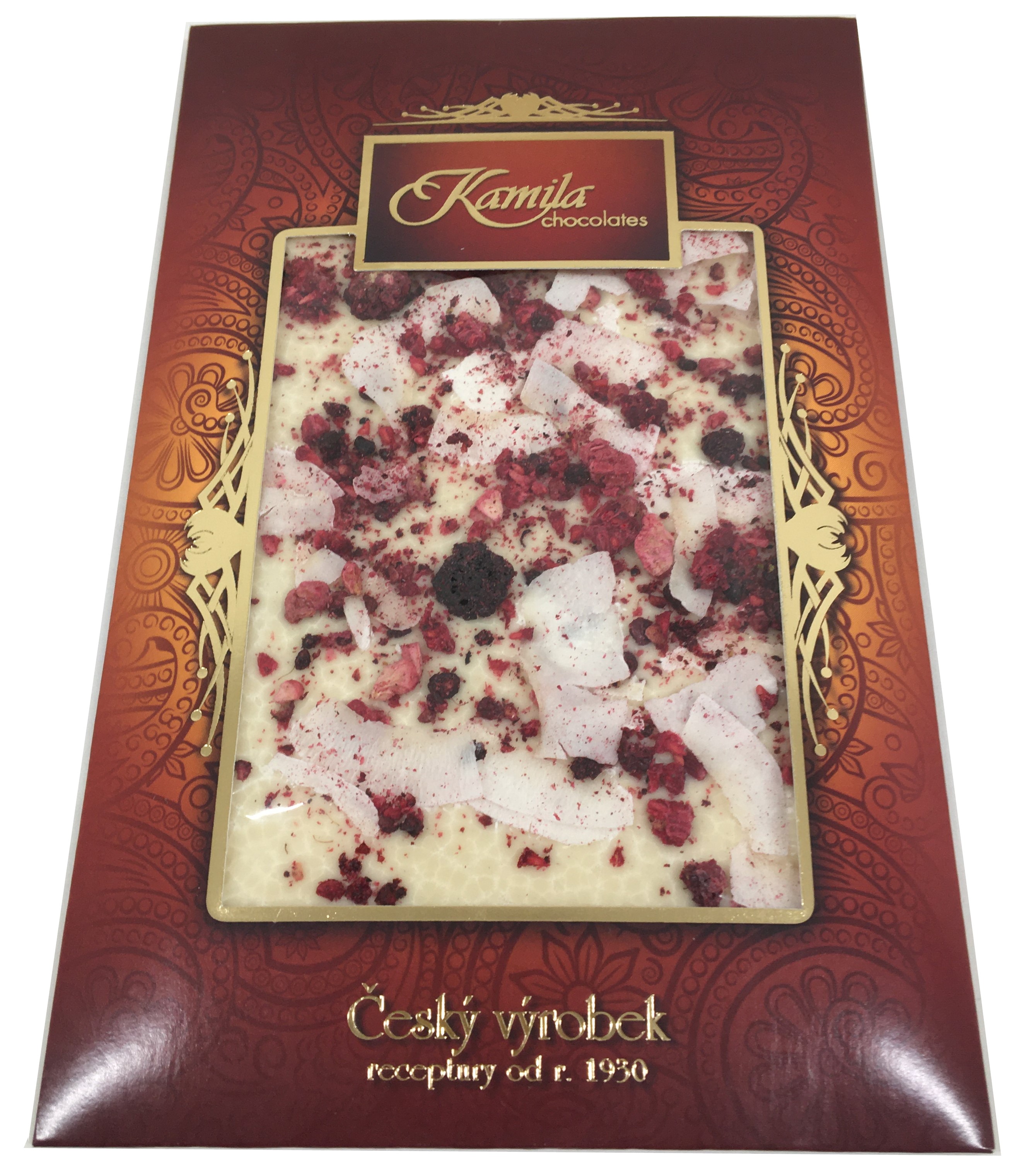 Levně Kamila Chocolates Bílá čokoláda s kokosem, malinami a ostružinami 70 g