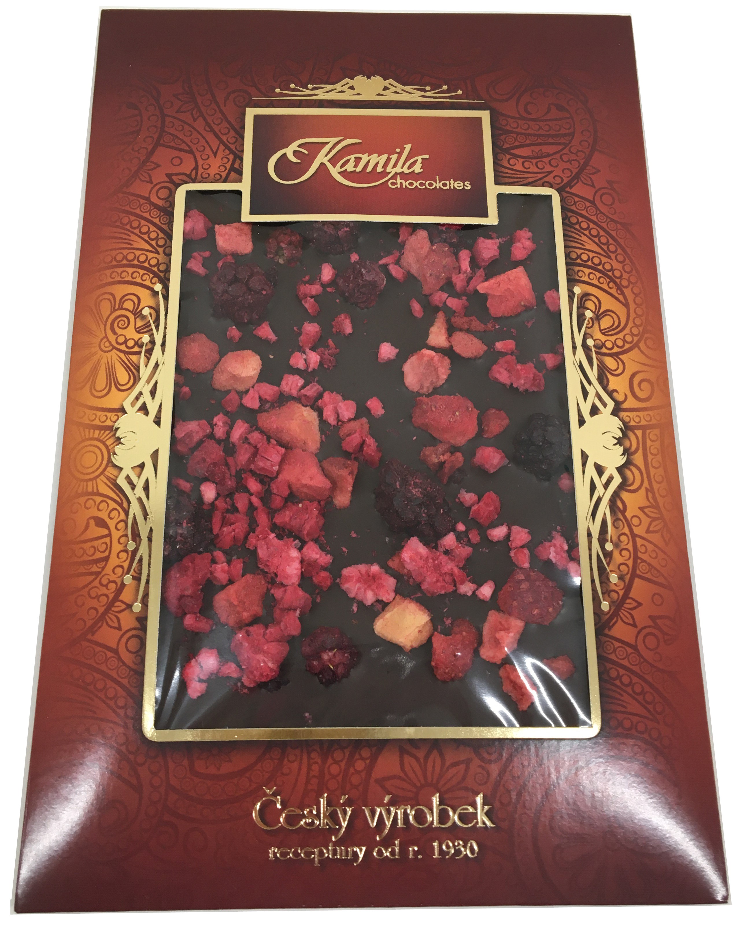 Levně Kamila Chocolates Hořká čokoláda s malinami, jahodami a ostružinami 70 g