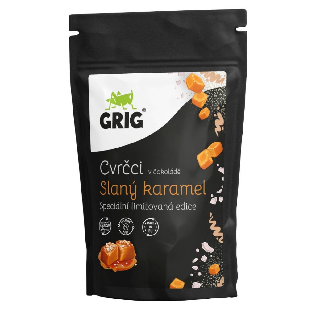 Grig cvrčci v čokoládě slaný karamel 35 g