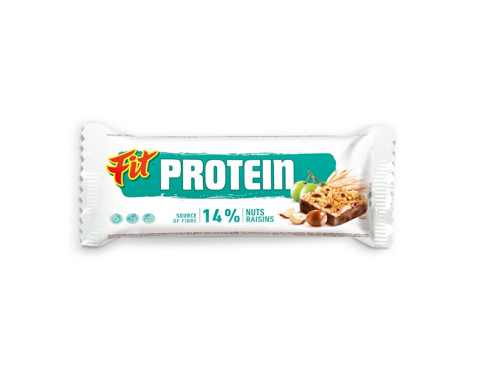 Levně Fit protein oříšek, rozinky v kakaové polevě 35 g DMT 03/24