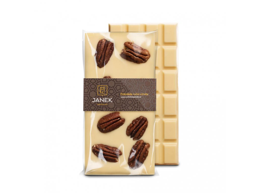 Levně JANEK 38% Čokoláda bílá s pekanovými ořechy 95g