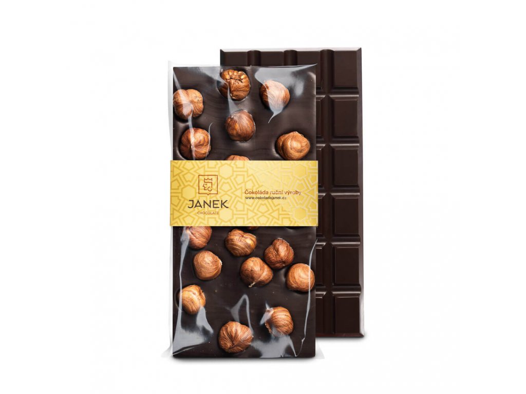 Levně JANEK 64% Čokoláda tmavá s lískovými ořechy 105g