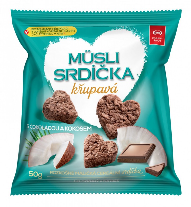 Semix Musli srdíčka křup. kokos,čoko-sáček 50g