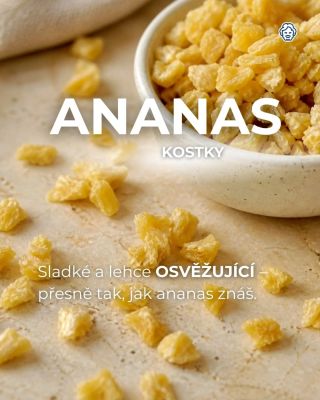 🍍 NOVINKA: Ananas kostky BEZ SO₂ Když máš chuť na něco sladkého a osvěžujícího, ananas je sázka na jistotu. 🌿 Praktické...