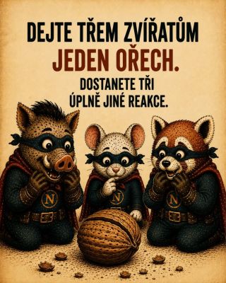 🐭🐼🐗 Proč se vlastně nikdy neshodnou? Myška chce vědět, co v něm je. Panda řeší, odkud pochází. A Prase? To už ho...