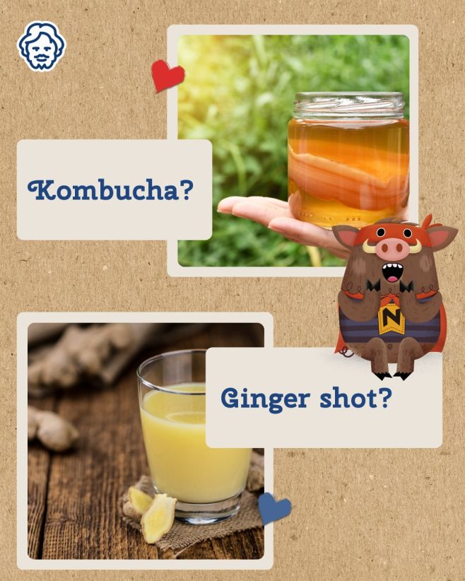 Kombucha – jemná, probiotická, taková ta rozumná volba. 🔥 Ginger shot – pálivý, nekompromisní, prostě nálož. Já? Já...
