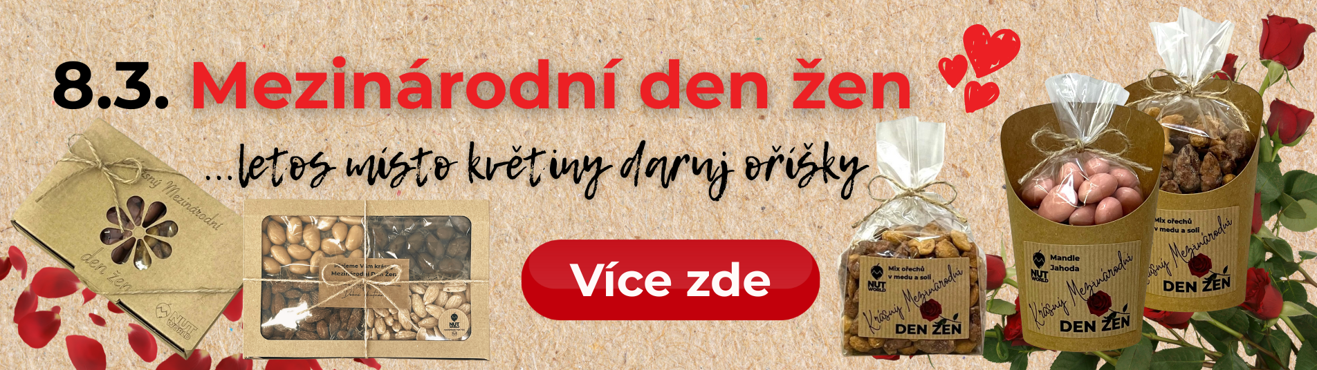 Mezinárodní den žen 2026 - letos místo květiny oříšky