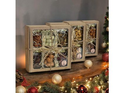 ořechový dárek degustační box firemní dárková krabice 3 druhy