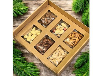 Dárková krabička 6x50g sáček mandle