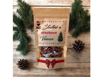 Vánoční ořechový sáček dárek mandle v karamelu s vanilkou