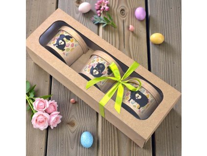 Velikonoční dárková ořechová krabička 3x ekokelímky