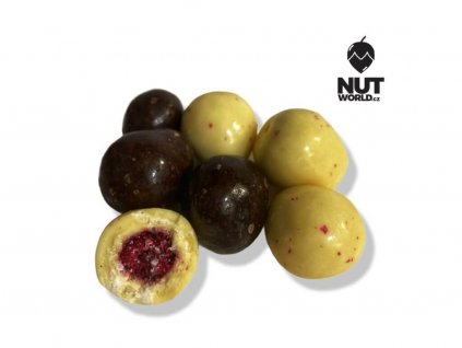Maliny lyofilizované v bílé a hořké čokoládě 200g nutworld