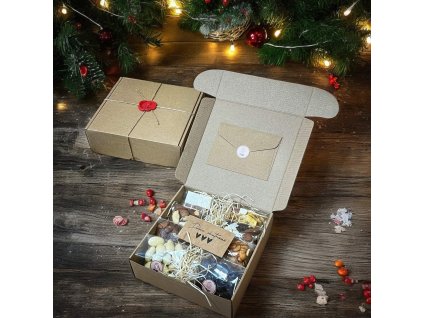 DÁRKOVÁ OŘECHOVÁ KRABICE PRO FIRMY 8 X 80G FIREMNÍ DÁREK S OBÁLKOU