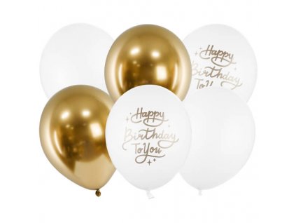 balonky happy birthday to you mix bila zlata 6ks 30cm nutworld