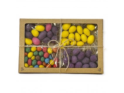 velikonoční krabička 4x80 ořechy v barevné krustě velikonoční vajíčka