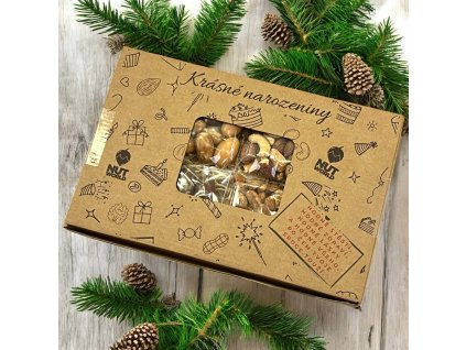 Dárková ořechová krabička k narozeninám 4x80g