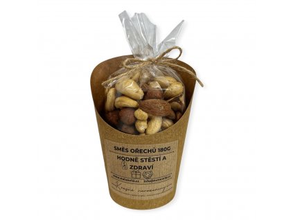 ořechový dárek kelímek a celofán k narozeninám naturální ořechový mix