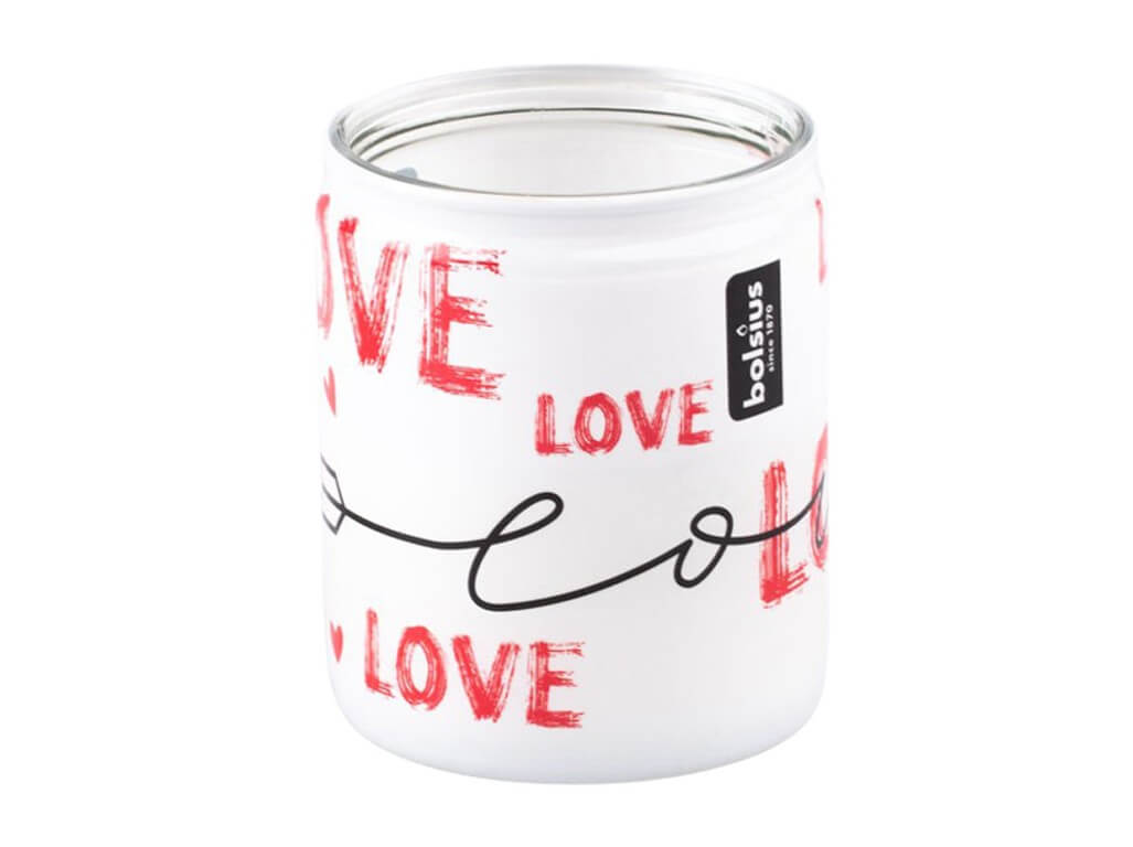 Levně Bolsius sklo 68x80MM LOVE, vonná svíčka