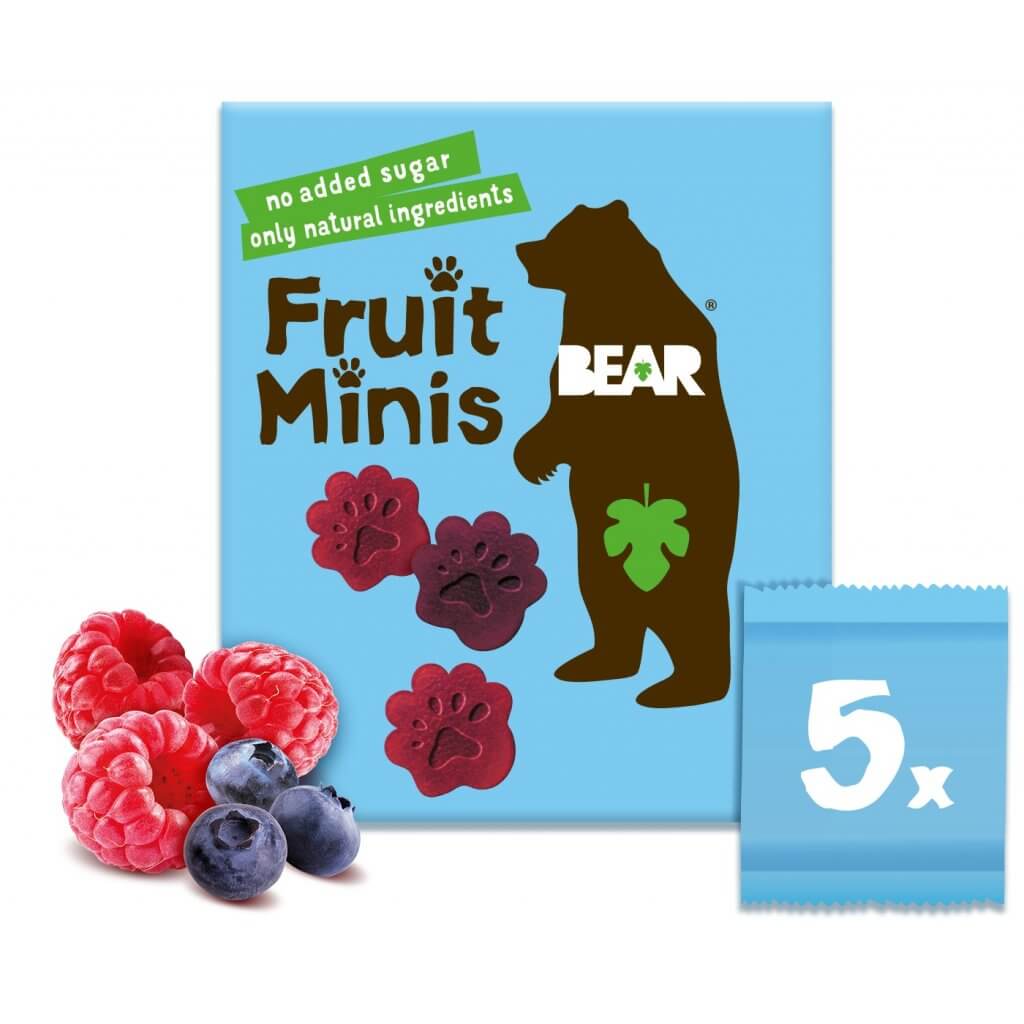 Levně Bear Fruit Minis MALINA a BORŮVKA 5x20g