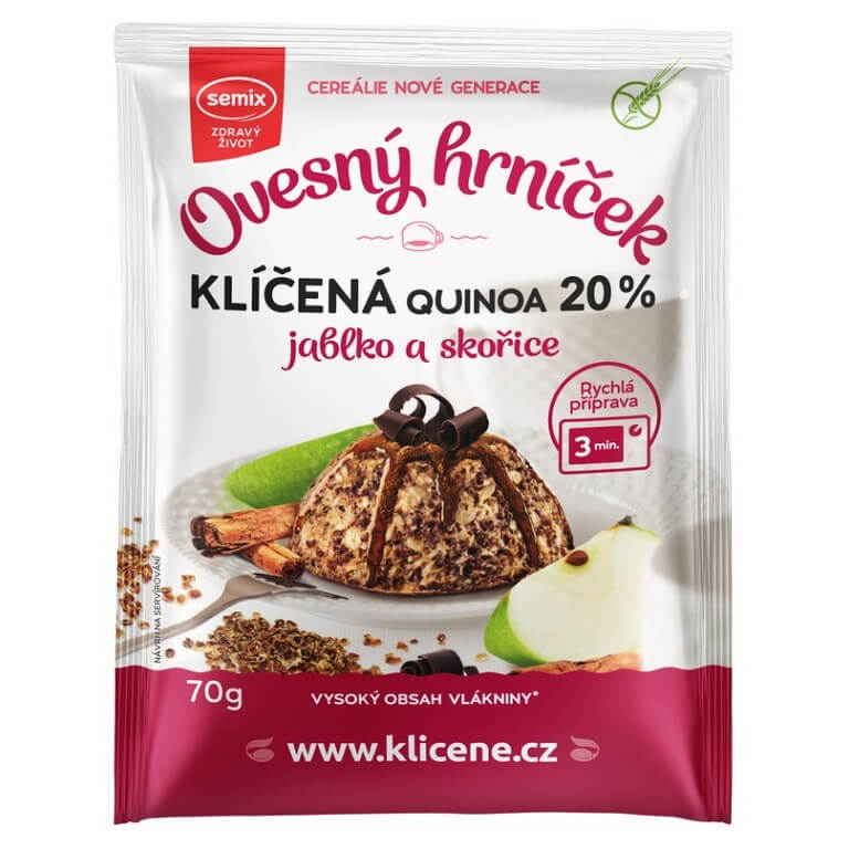 SEMIX Ovesný hrníček klíčená quinoa - jablko a skořice 70g