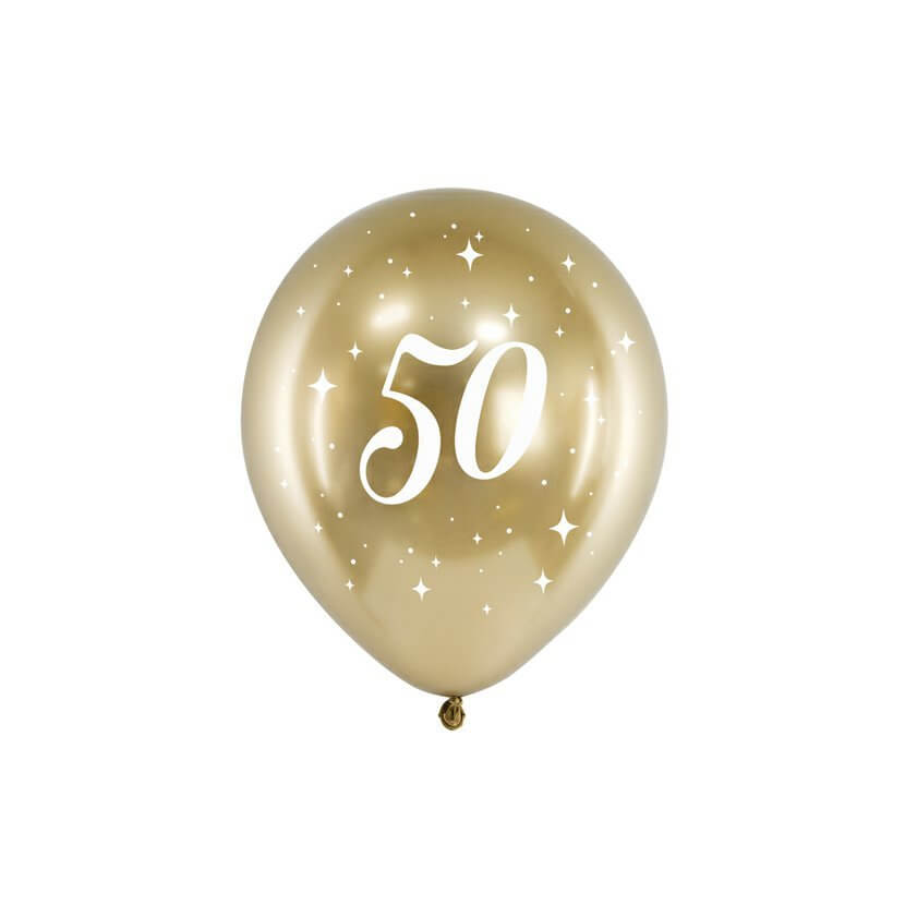 Levně PartyDeco Glossy balon zlatý k 50.narozeninám 30cm