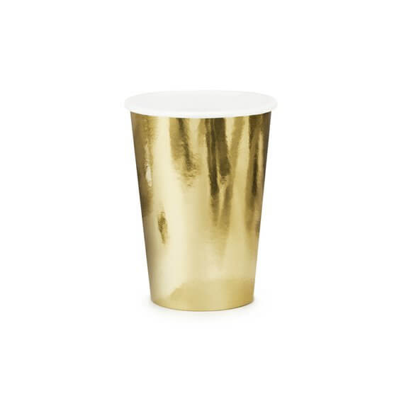 Levně PartyDeco Kelímky papírové ZLATÉ, 220 ml, 6 ks