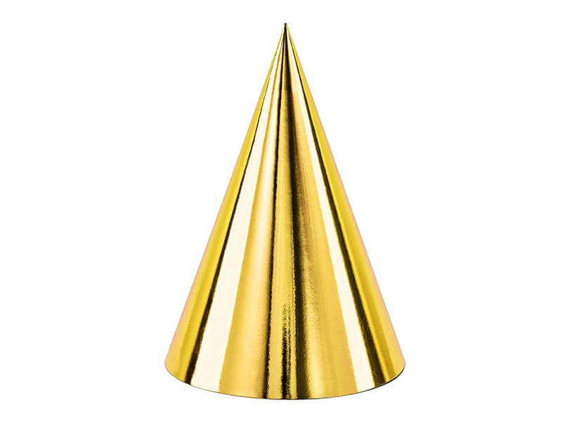 Levně PartyDeco Párty čepičky zlaté 16cm 6ks