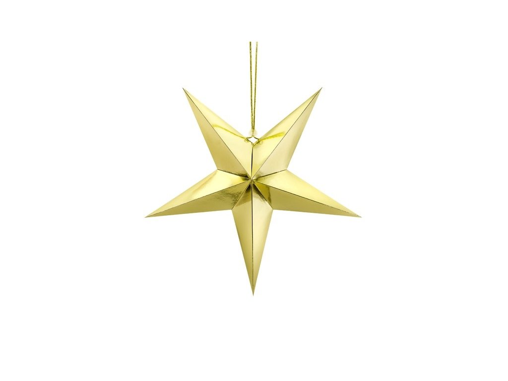 Levně PartyDeco Hvězda papírová/skládací 45cm, zlatá