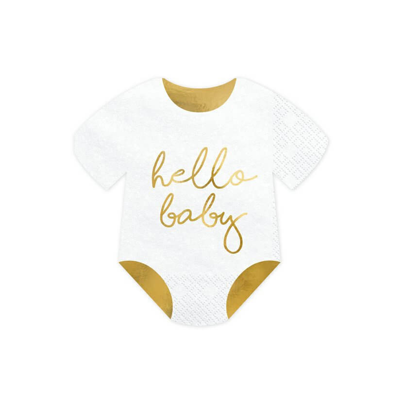 Levně PartyDeco Ubrousky “Bodýčko-Hello Baby”, 16x16 cm, 20 ks