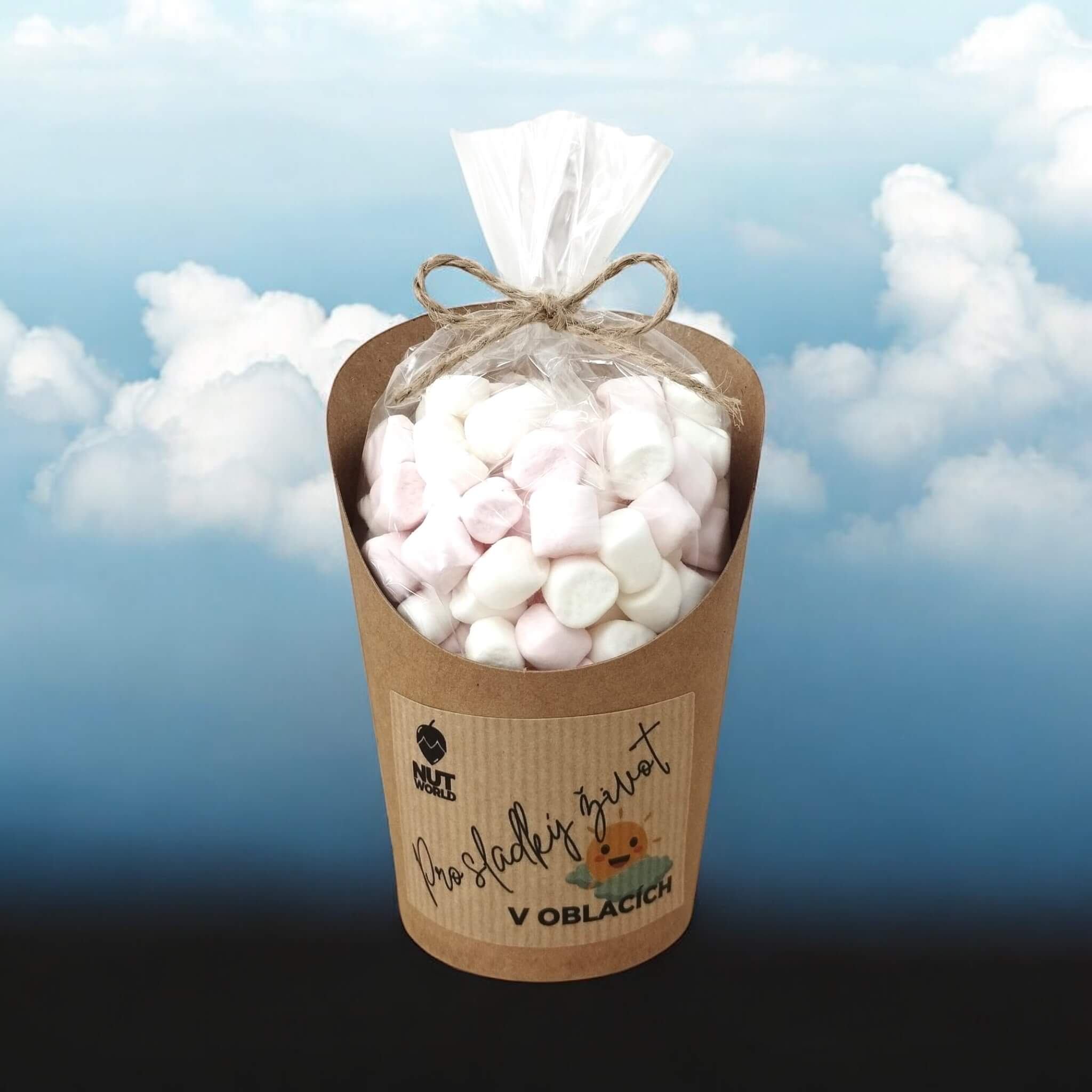 Levně Mini marshmellow v celofánku a kelímku ŽIVOT V OBLACÍCH 70g