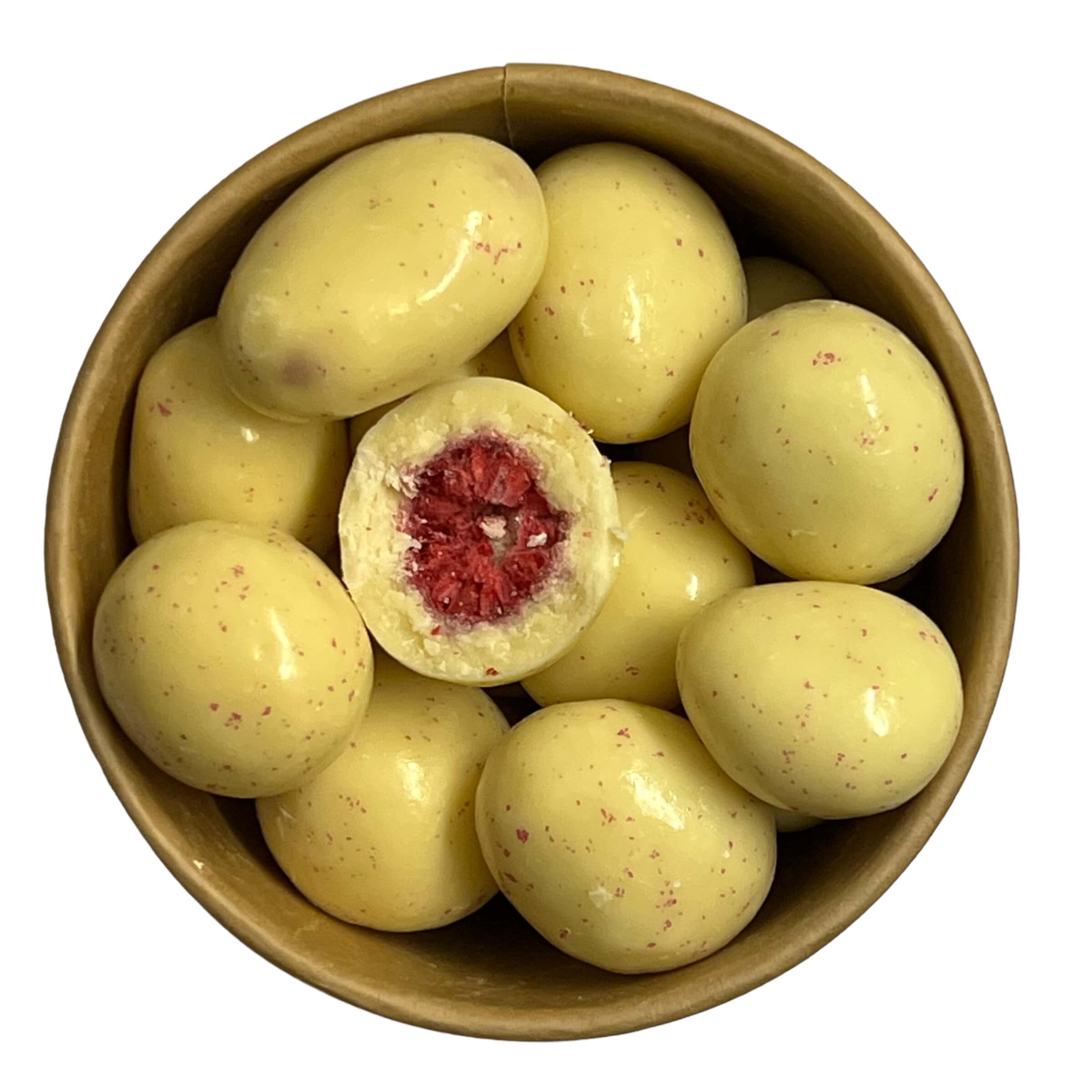 Maliny lyofilizované v bílé čokoládě Množství:: 4 Kg