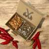 Dárková ořechová krabička 2x50g PROKLATĚ OSTRÁ 2 kešu chilli, mandle hořčice
